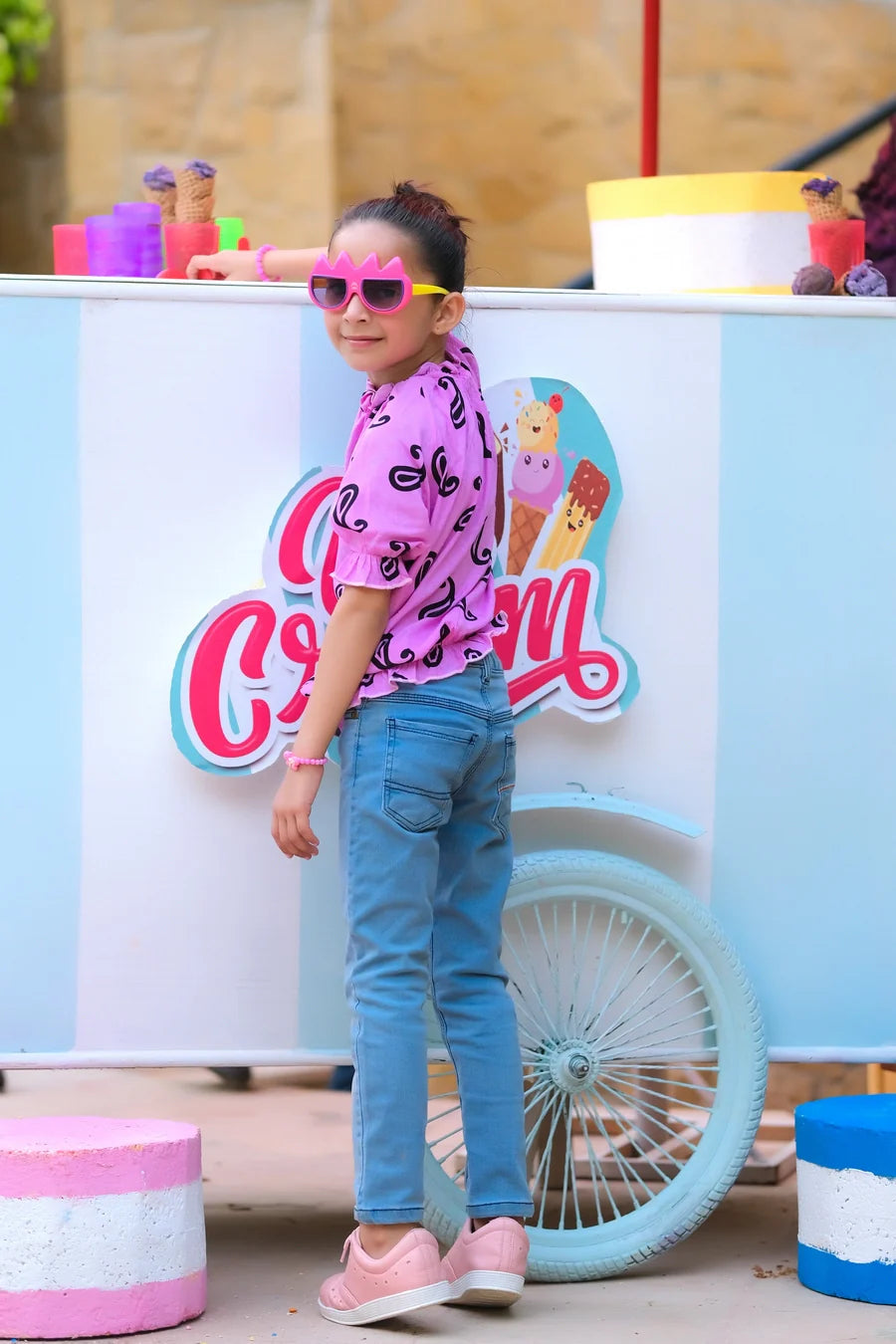 Dhaga Kids Pret Solids Jersy 1 Piece Purple Smocked Blouse DHKIDSDP - Summer Collection