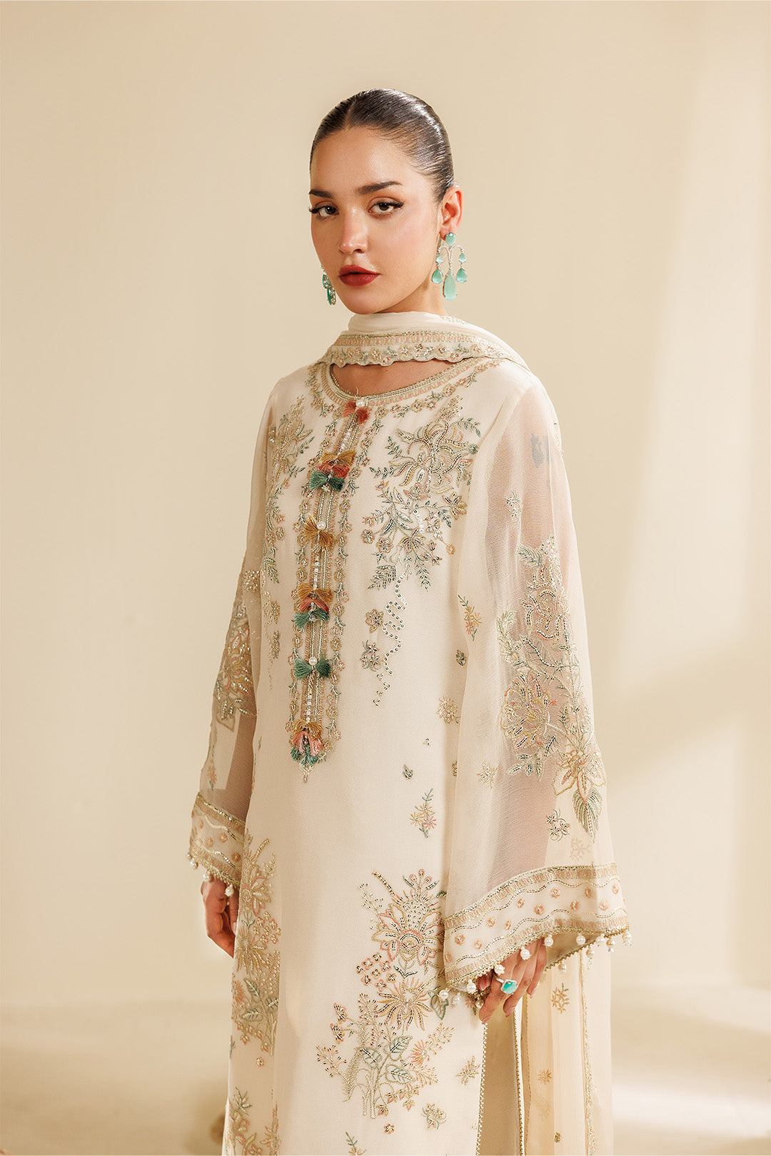 Sireine by Alizeh Fashion Unstitched Embroidered Chiffon 3 Piece Suit AF26UCS AF-CH-2289-CLOUD - Festive Collection