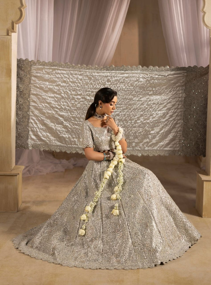 Tehwaar by Anayra Amal RTW Embroidered Lama Tissue 3 Piece Suit Chandi Wedding Collection