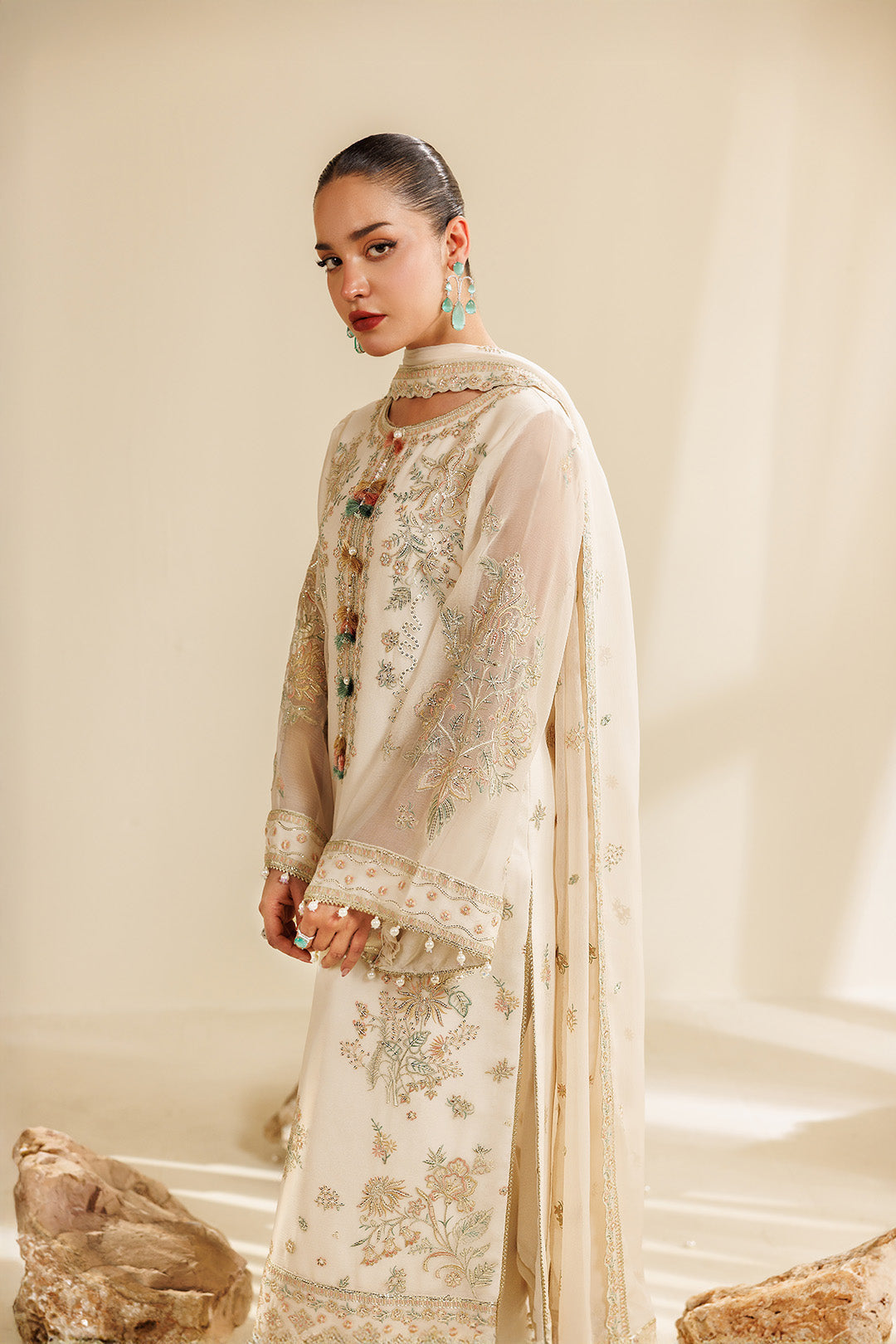 Sireine by Alizeh Fashion Unstitched Embroidered Chiffon 3 Piece Suit AF26UCS AF-CH-2289-CLOUD - Festive Collection
