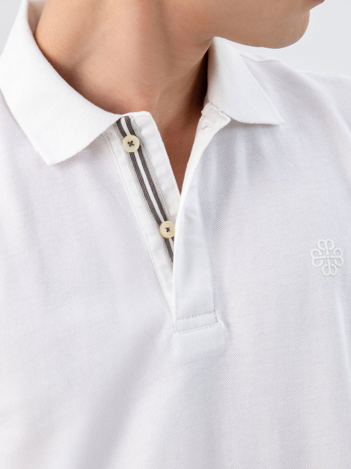 Brumano  Solids Cotton Polo White 100% Cotton Basic Polo