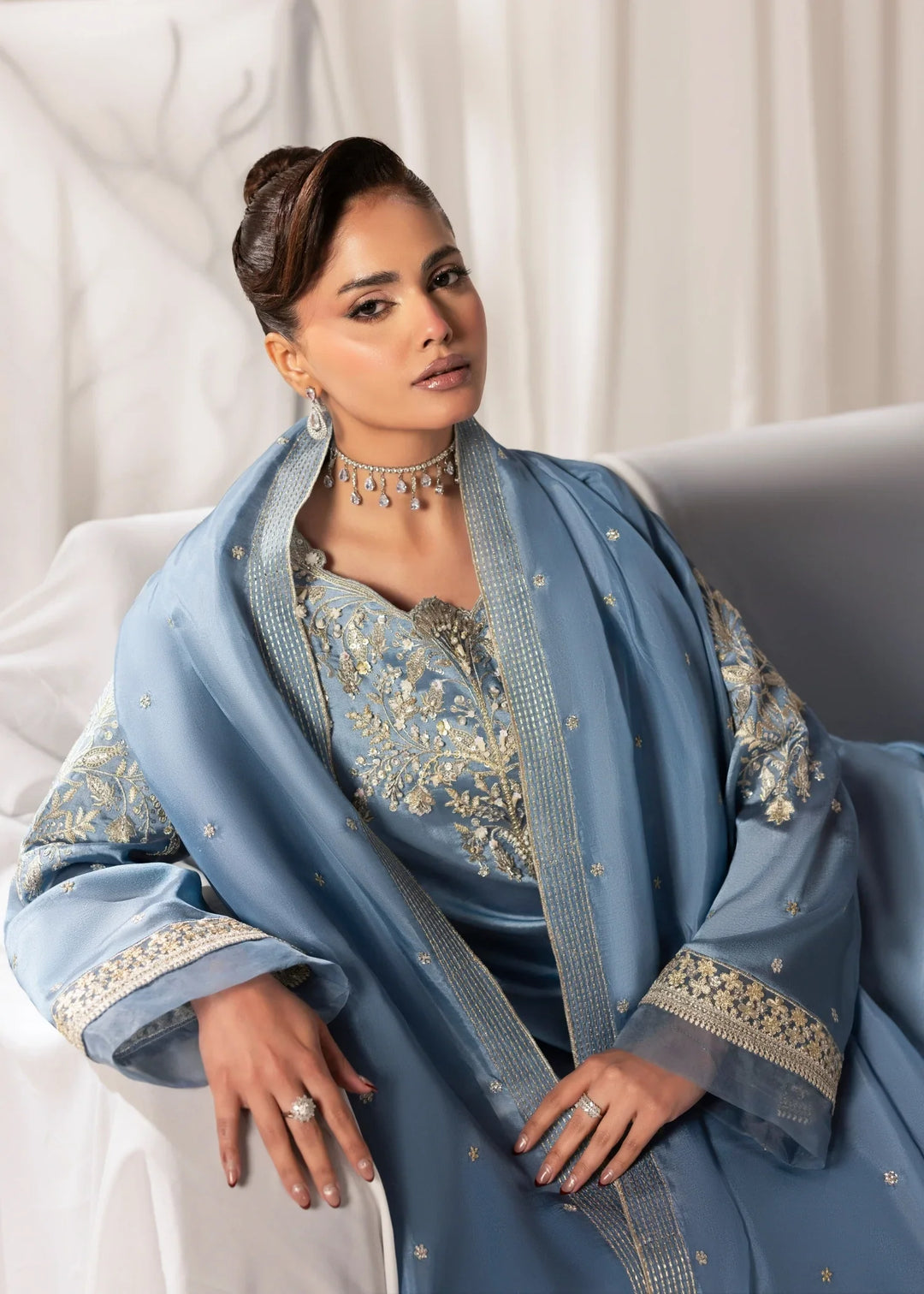 Celeste by Jamni RTW Embroidered  Sheesha Silk 3 Piece Suit RAINDROP Festive Collection