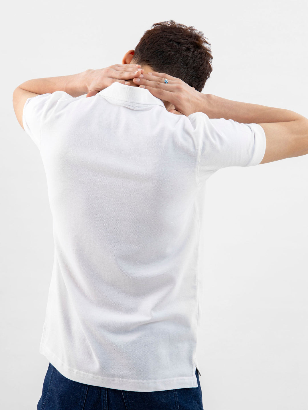 Brumano  Solids Cotton Polo White 100% Cotton Basic Polo