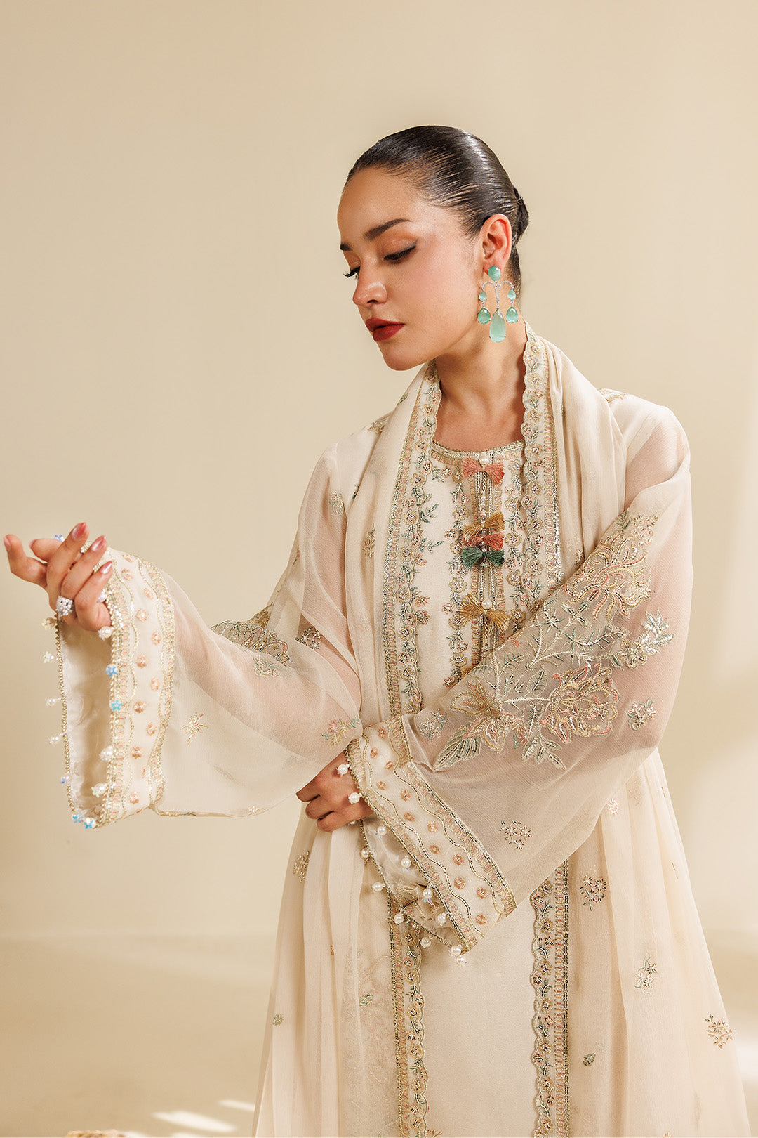 Sireine by Alizeh Fashion Unstitched Embroidered Chiffon 3 Piece Suit AF26UCS AF-CH-2289-CLOUD - Festive Collection