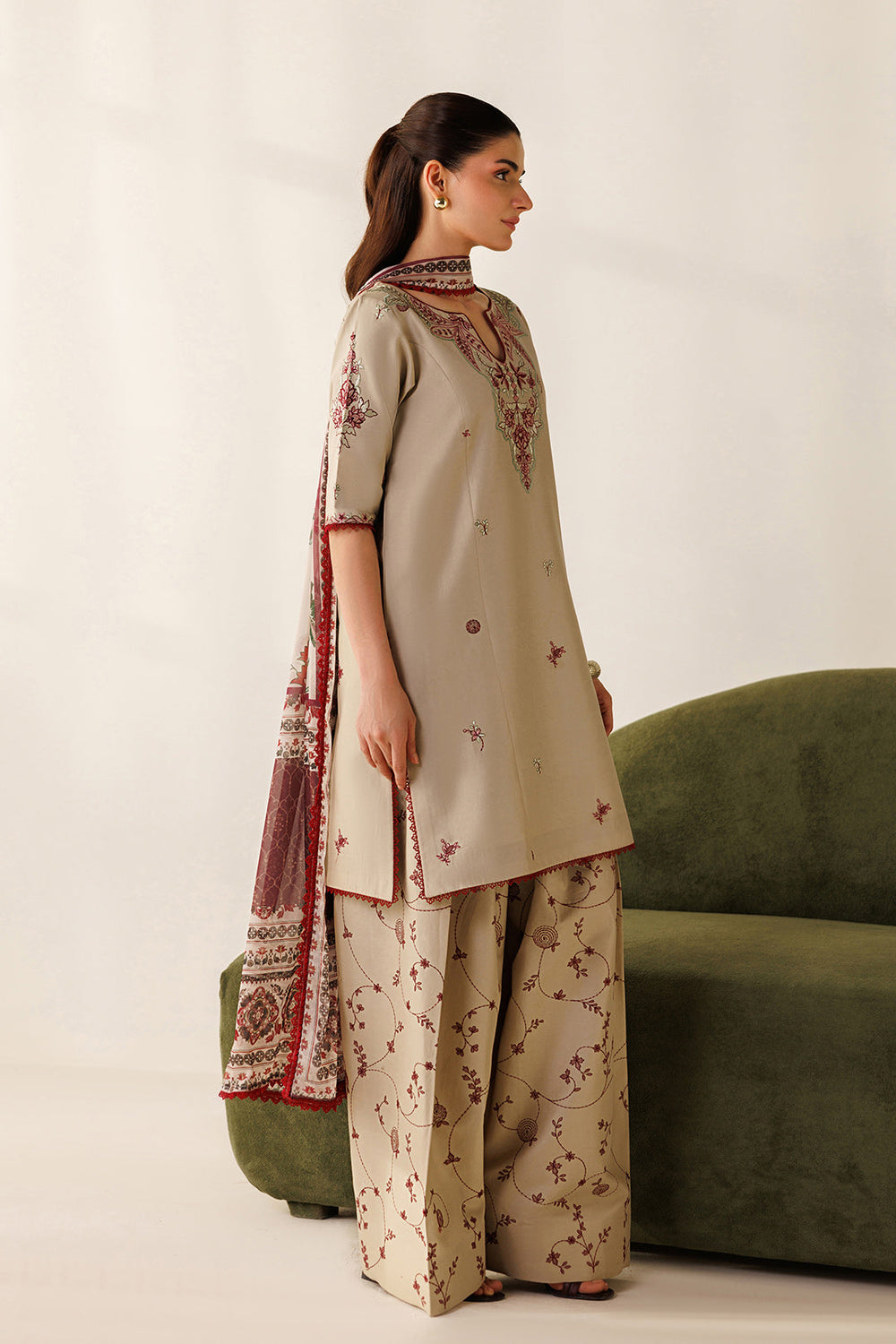 Mistfall by Panache Apparel RTW Embroidered Cotton 3 Piece Suit liora Eid Collection