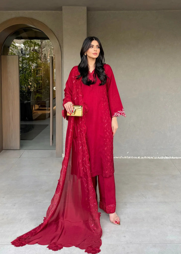 Silk Atelier by Jamni RTW Embroidered Korean Silk 3 Piece Suit CHERRY BLOOM Festive Collection