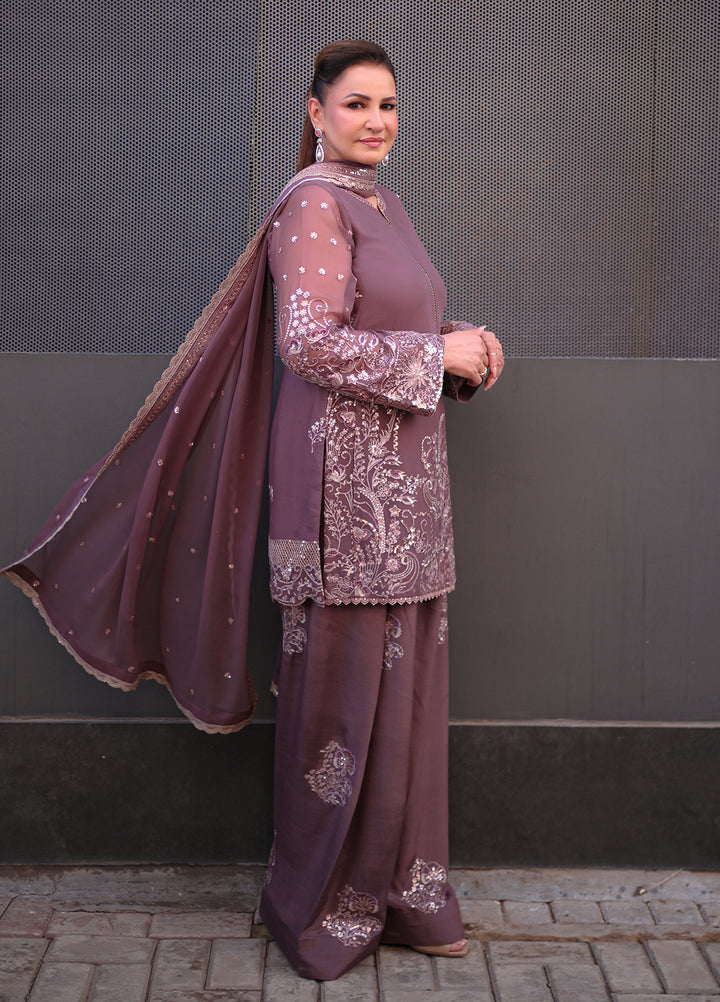 Sahane Embroidered Chiffon Suits Unstitched 3 Piece CT 25005 Roseate - Formals Collection