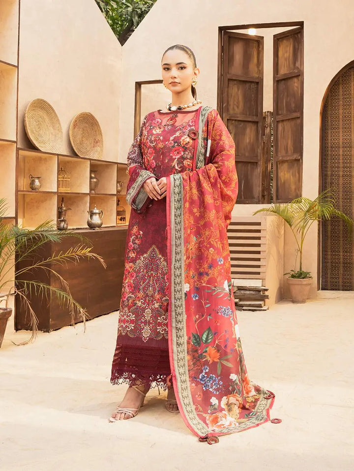 Dastaan by Menaal Unstitched Printed Lawn 3 Piece Suit ML26ULS DP-01B - Festive Collection