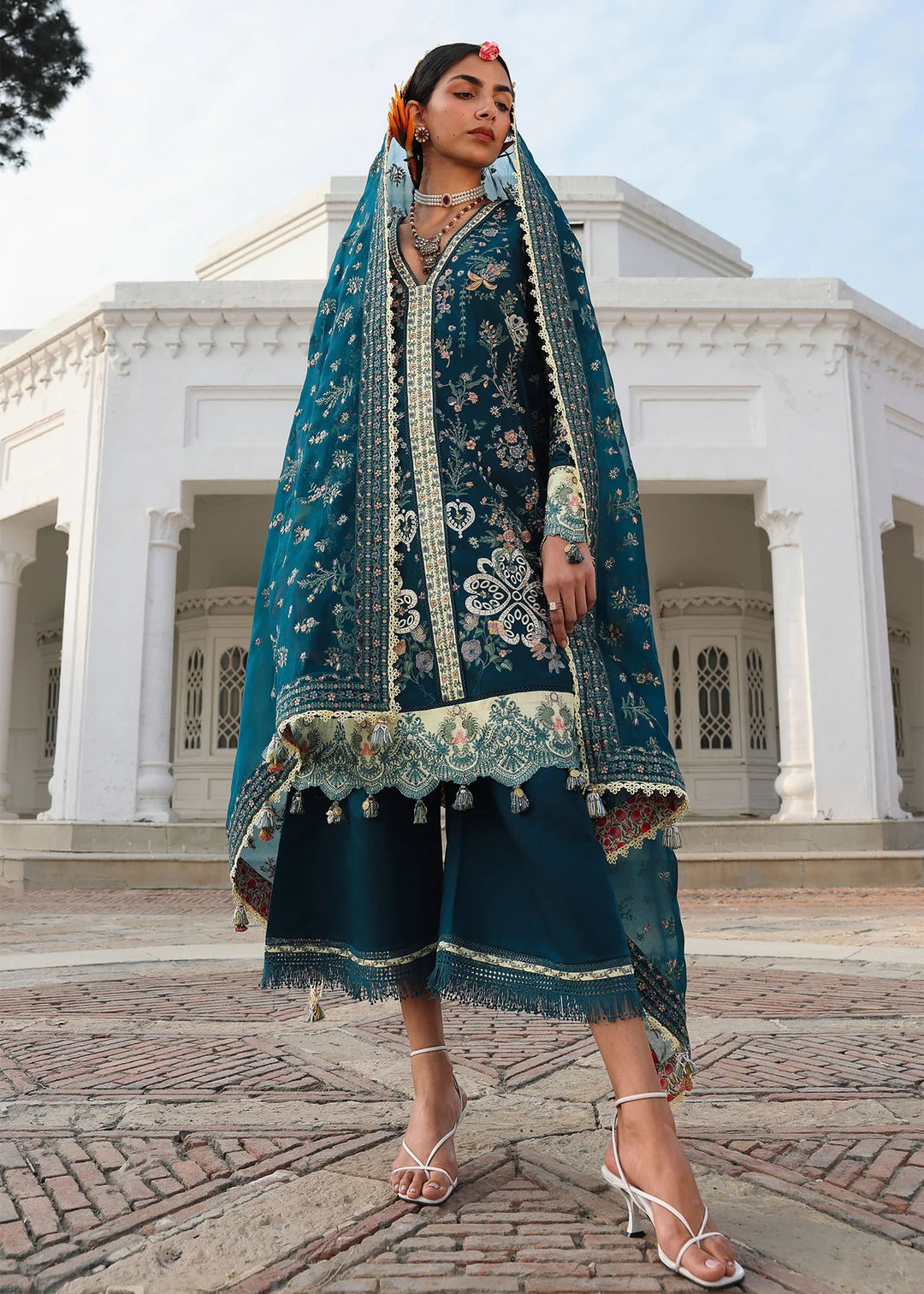 Kalabagh by Hussain Rehar Unstitched Embroidered Luxury Lawn 3 Piece Suit HR26UKL D11 Azraq - Festive Collection