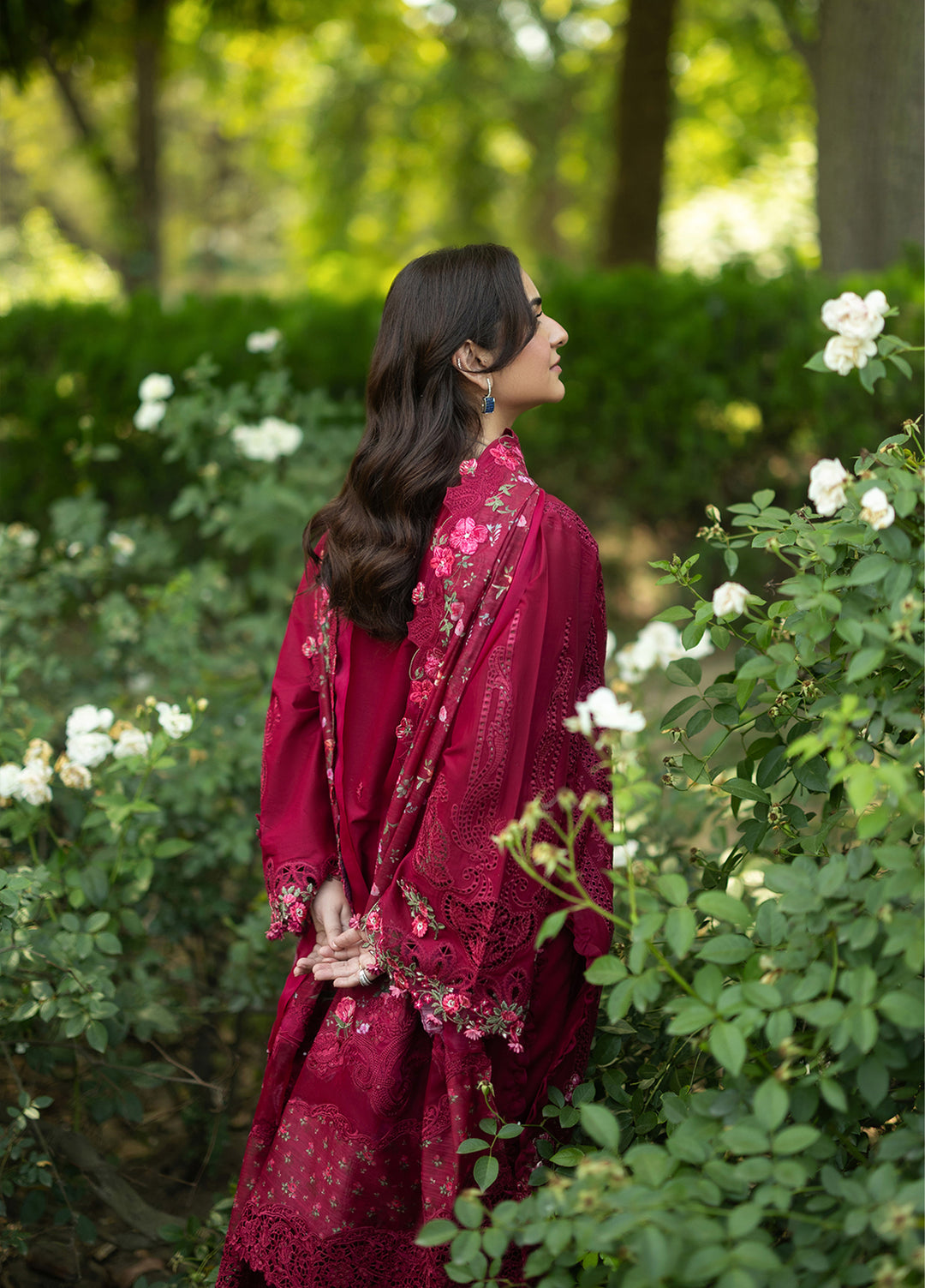 Elaf Premium Unstitched Embroidered Lawn 3 Piece Suit EL26ULF Falling Petals ELQ-4A - Festive Collection