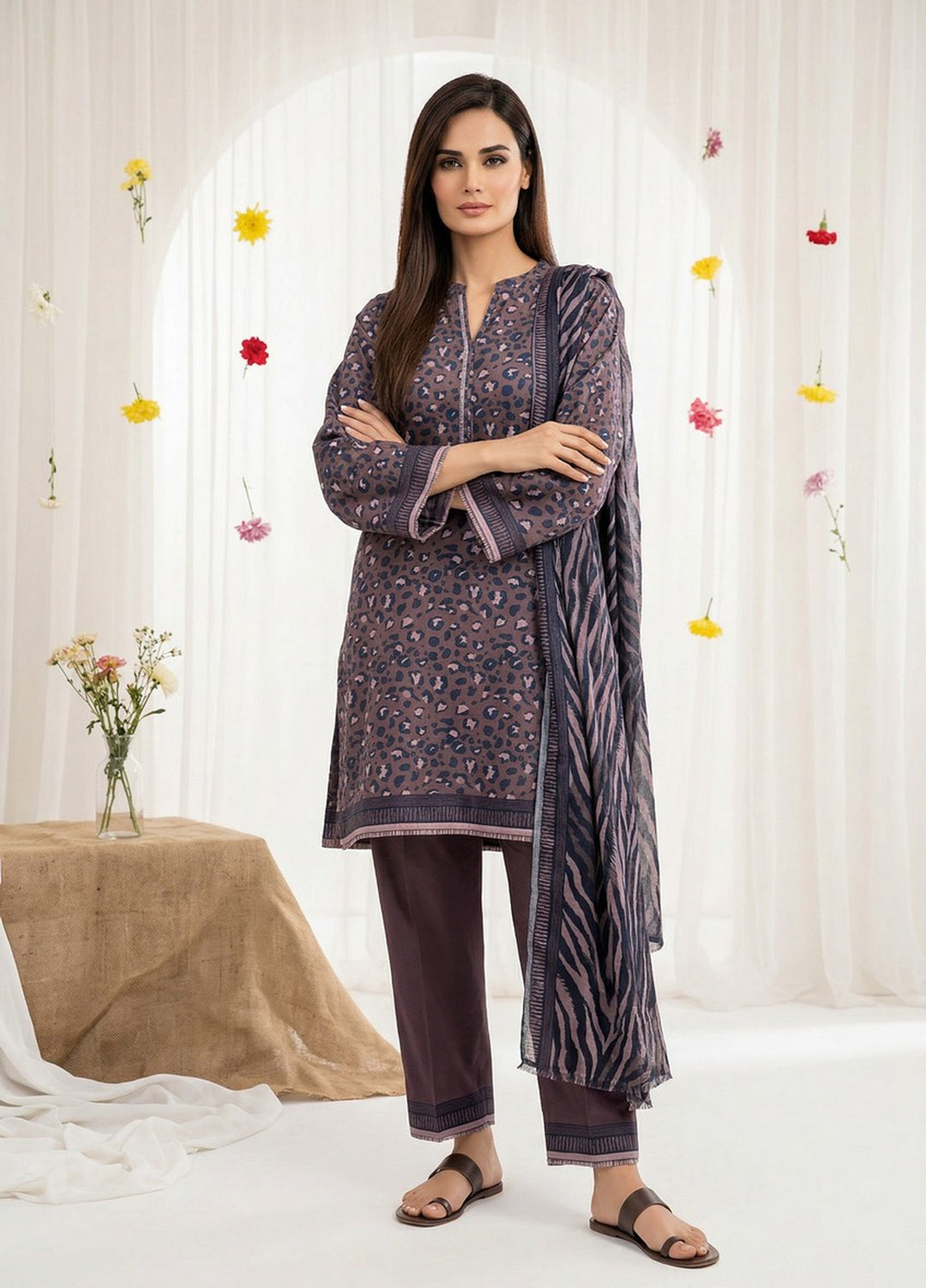 Salina by Regalia Textiles Unstitched Digital Printed Lawn 3 Piece Suit RG26ULSP D7 - Casual Collection