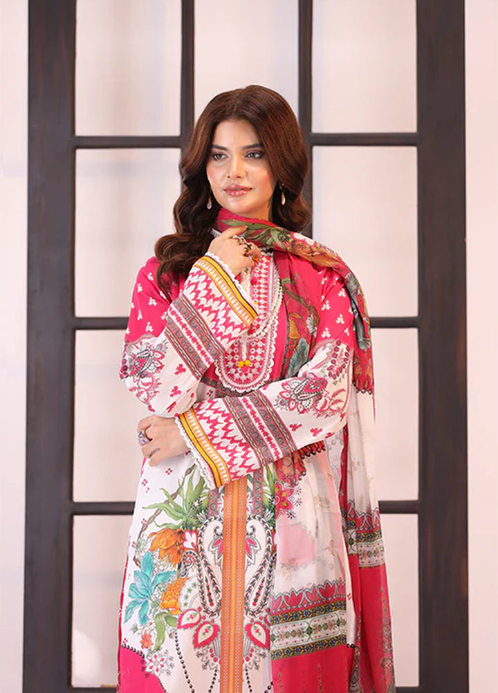 La Elise Women Unstitched Embroidered Lawn 3 Piece Suit 0001207 Sarah - Casual Collection