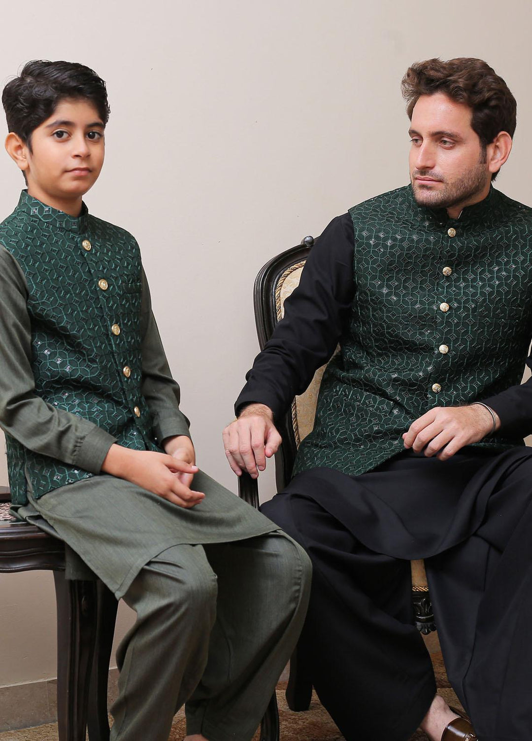Real Image Raw Silk Formal Waistcoat for Men -  OW - 009 Drk Green