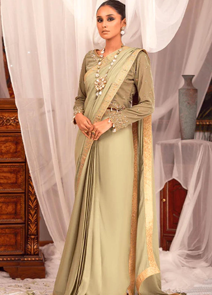 Zaaviay Luxury Pret Embroidered Velvet Saree ZBHM22-08 ZHAVIAA