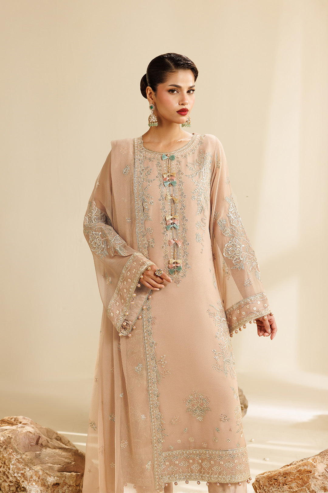 Sireine by Alizeh Fashion Unstitched Embroidered Chiffon 3 Piece Suit AF26UCS AF-CH-2288-DUNE - Festive Collection