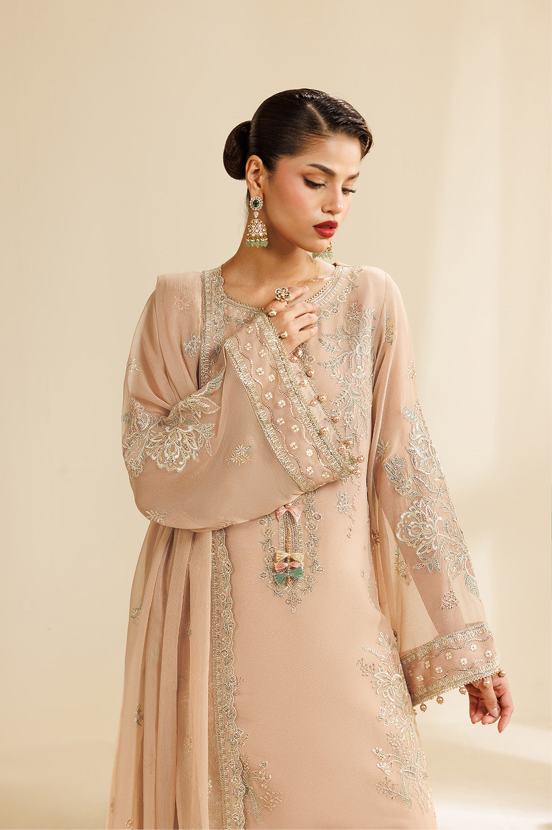 Sireine by Alizeh Fashion Unstitched Embroidered Chiffon 3 Piece Suit AF26UCS AF-CH-2288-DUNE - Festive Collection