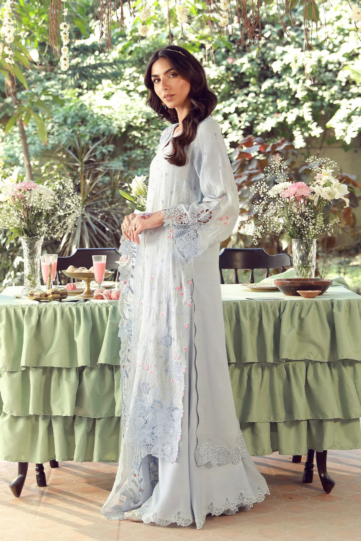 Sahar Unstitched Embroidered Raw Silk Bluebell Serenade 3 Piece Suit SS1-26-FE-02 - Summer Collection