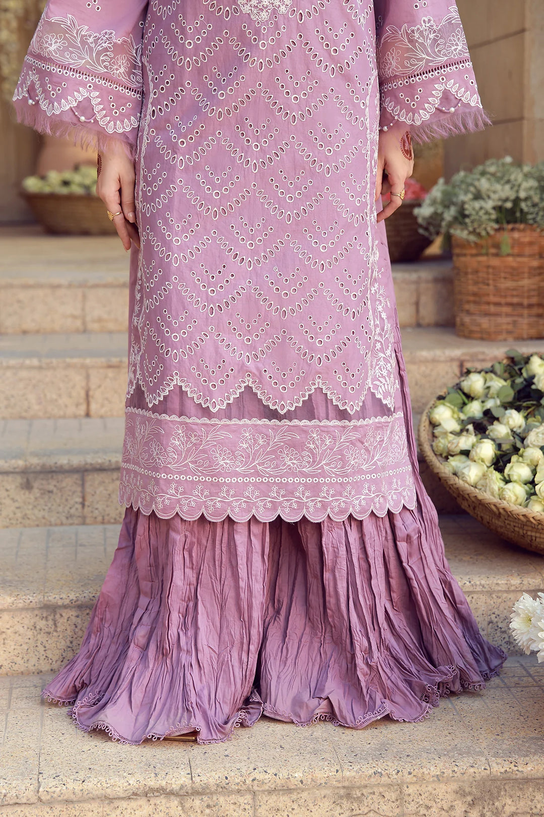 Sahar Unstitched Chikankari Lawn Amethyst Orchard 3 Piece Suit CK-26-V2-05 - Summer Collection