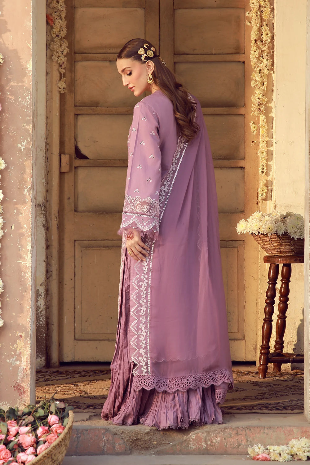 Sahar Unstitched Chikankari Lawn Amethyst Orchard 3 Piece Suit CK-26-V2-05 - Summer Collection