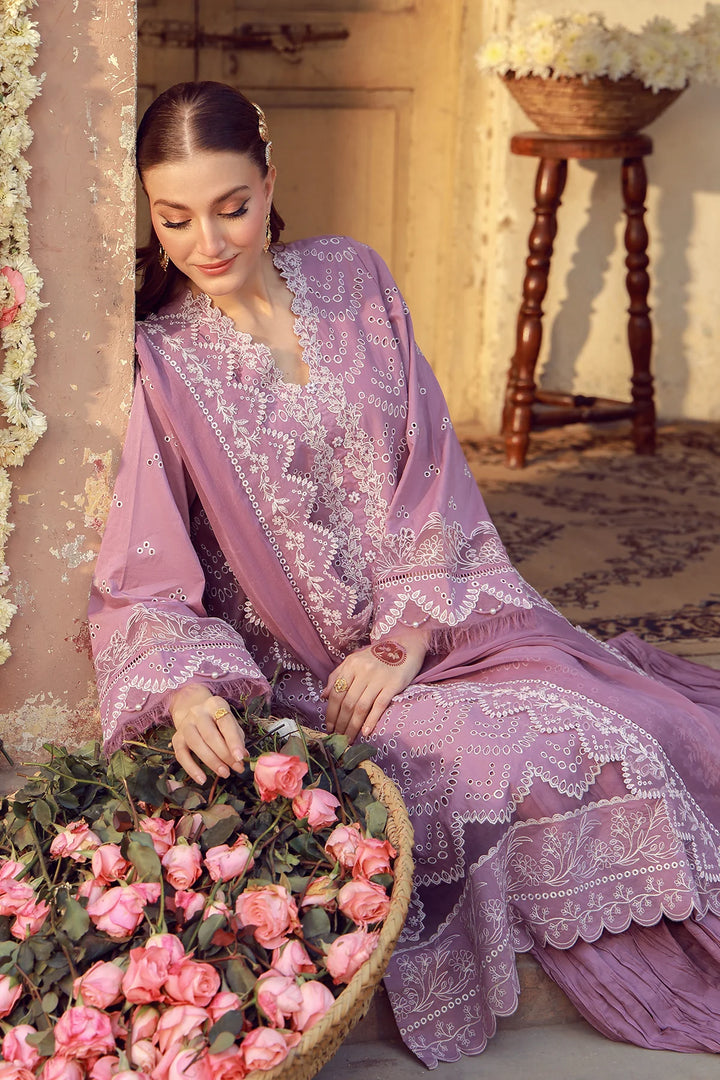Sahar Unstitched Chikankari Lawn Amethyst Orchard 3 Piece Suit CK-26-V2-05 - Summer Collection