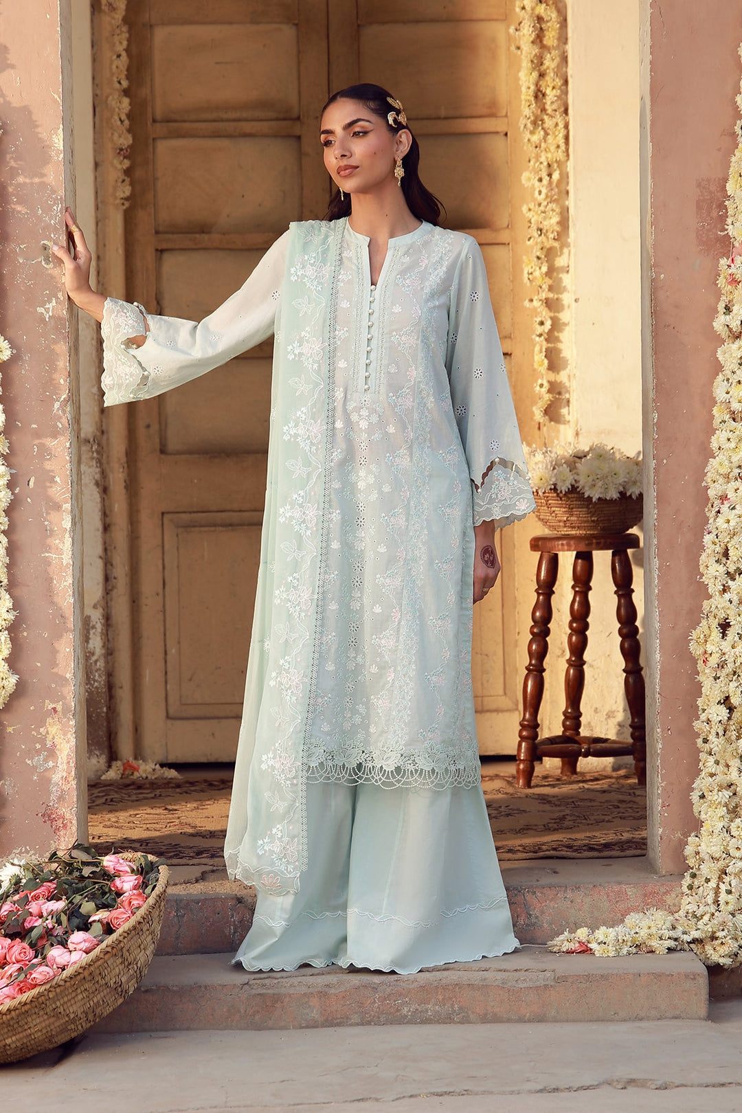 Sahar Unstitched Chikankari Lawn Mist Of Marrakech 3 Piece Suit CK-26-V2-03 - Summer Collection