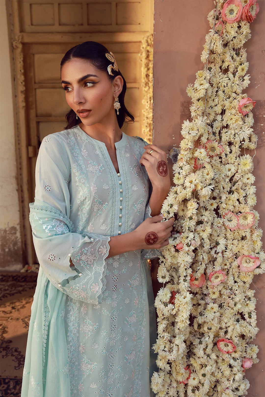 Sahar Unstitched Chikankari Lawn Mist Of Marrakech 3 Piece Suit CK-26-V2-03 - Summer Collection