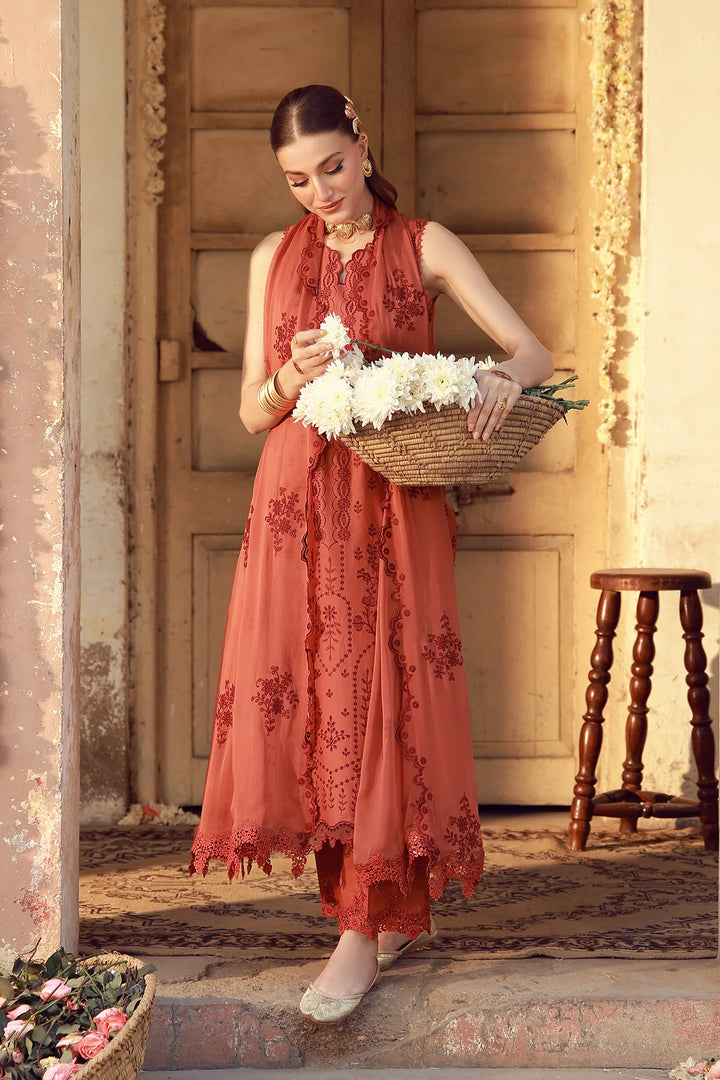 Sahar Unstitched Chikankari Lawn Rustic Dawn 3 Piece Suit CK-26-V2-02 - Summer Collection
