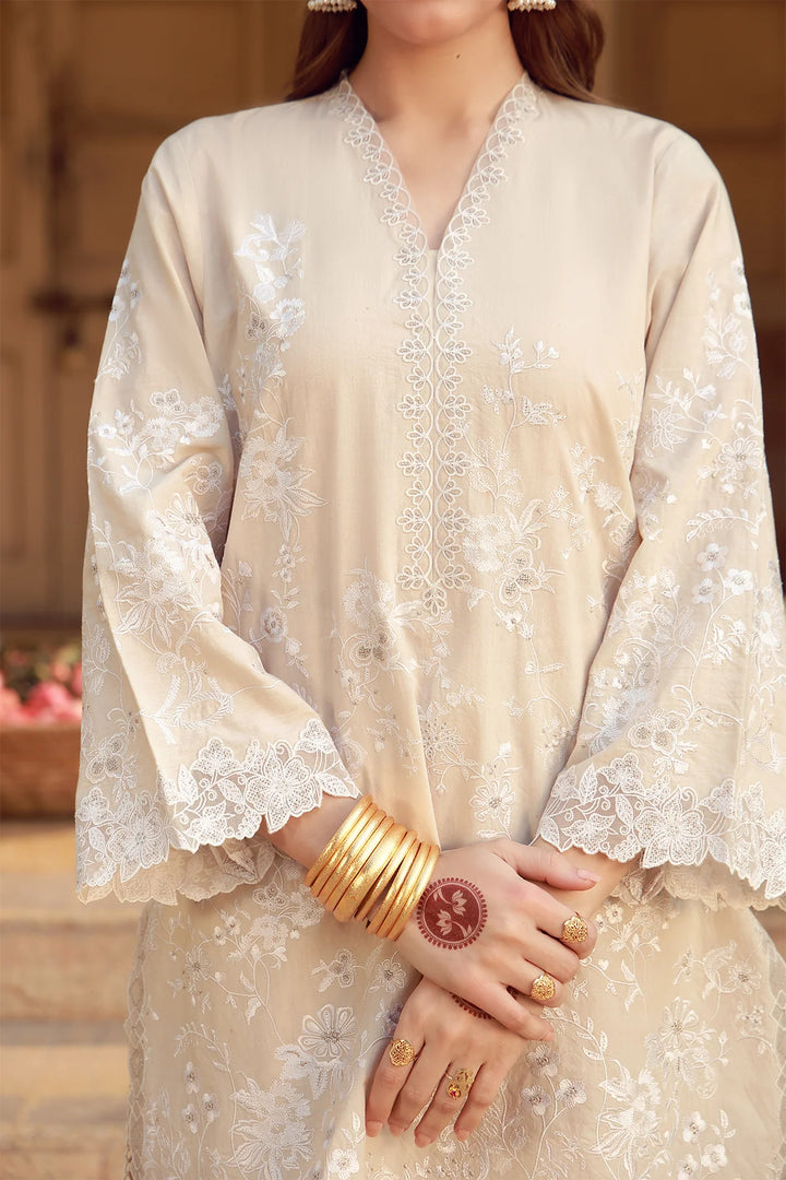 Sahar Unstitched Chikankari Lawn Ivory Mirage 3 Piece Suit CK-26-V2-04 - Summer Collection