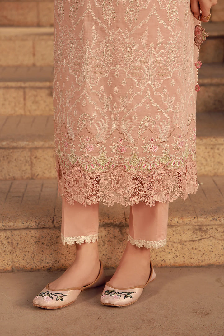 Sahar Unstitched Chikankari Lawn Peach Blosoom Muse 3 Piece Suit CK-26-V2-01 - Summer Collection
