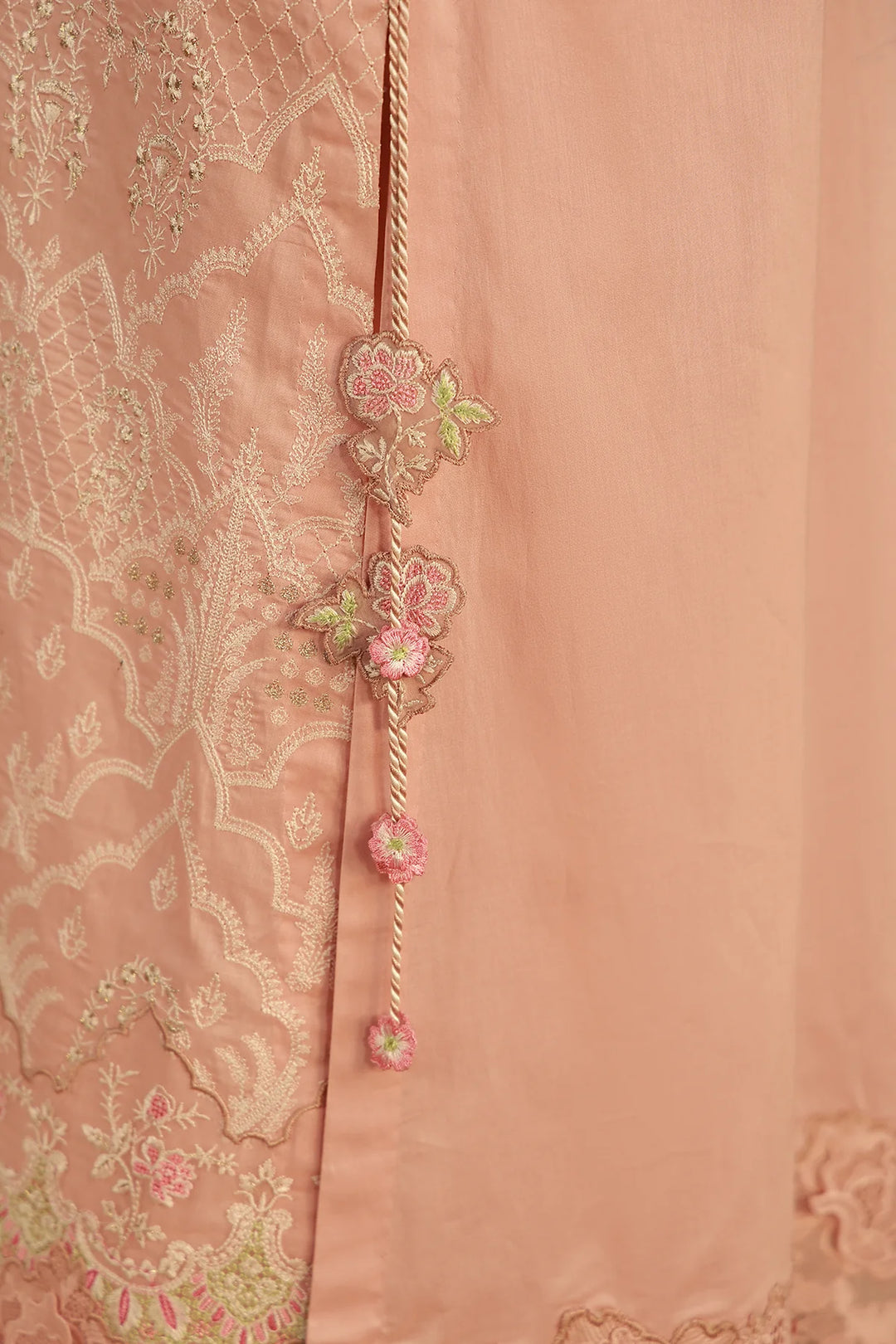 Sahar Unstitched Chikankari Lawn Peach Blosoom Muse 3 Piece Suit CK-26-V2-01 - Summer Collection
