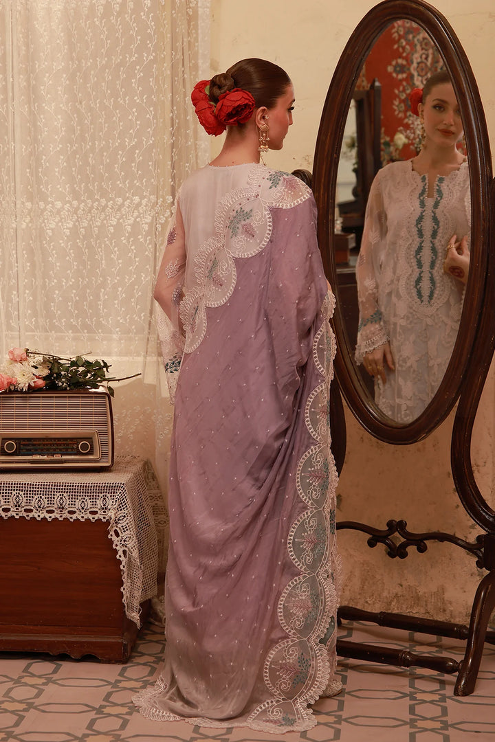 Sahar Unstitched Embroidered Net Lilac Lace Reverie 4 Piece Suit SS1-26-FE-01 - Summer Collection
