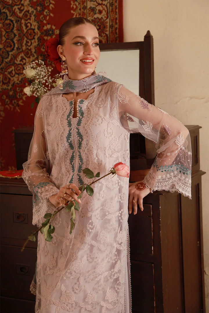 Sahar Unstitched Embroidered Net Lilac Lace Reverie 4 Piece Suit SS1-26-FE-01 - Summer Collection