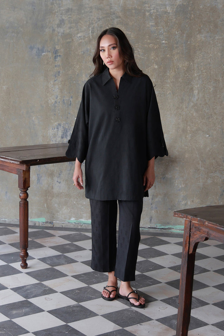 Neutral Edit by Sahar RTW Embroidered Jacquard 2 Piece Suit Onyx Casual Collection