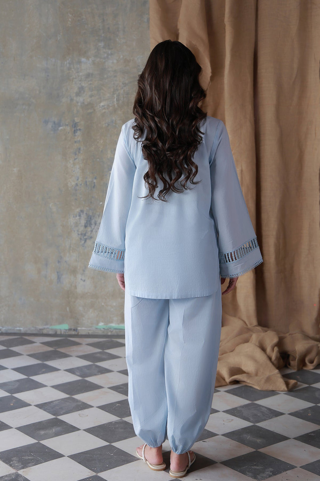 Neutral Edit by Sahar RTW Embroidered Cambric 2 Piece Suit Frozen Mint Casual Collection