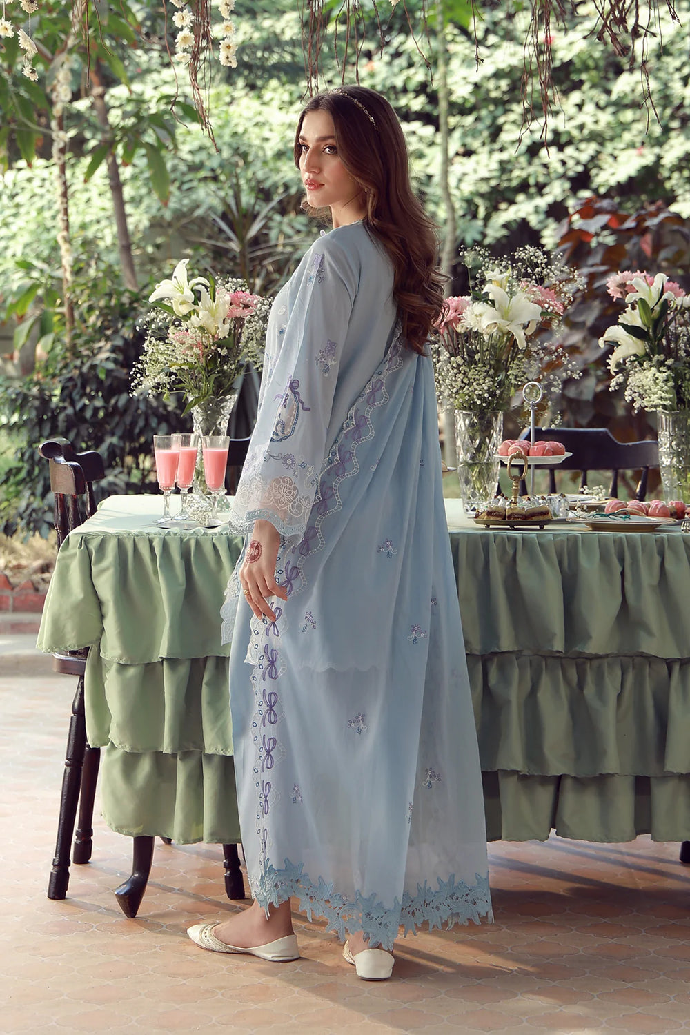 Sahar Unstitched Chikankari Lawn Sky Garden Waltz 3 Piece Suit CK-26-V2-09 - Summer Collection