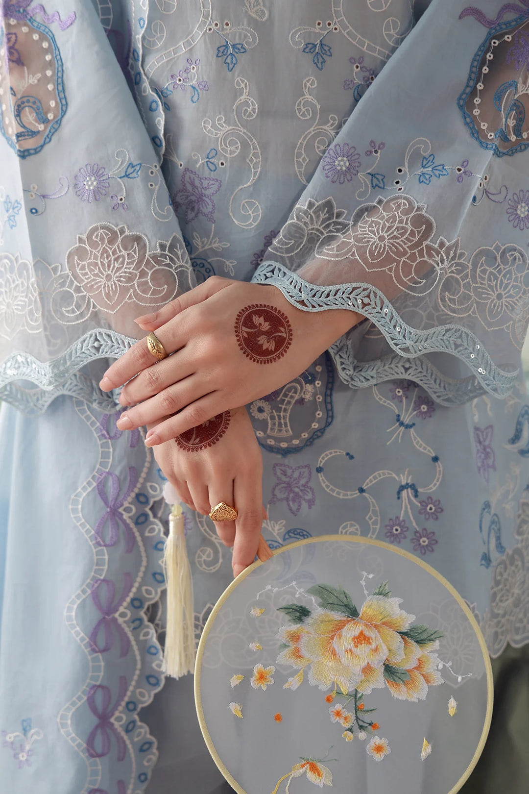 Sahar Unstitched Chikankari Lawn Sky Garden Waltz 3 Piece Suit CK-26-V2-09 - Summer Collection