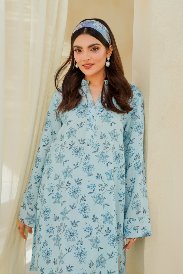 Divinely Crafted Pret Printed Cotton Silk 2 Piece Indigo Blossom