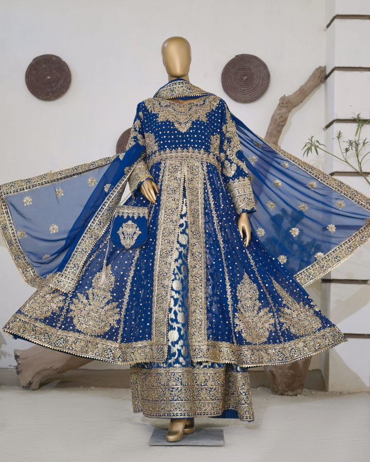 Andaaz by Saira Sultana Women RTW Embroidered Chiffon 4 Piece Suit Muneeha Teal - Wedding Collection