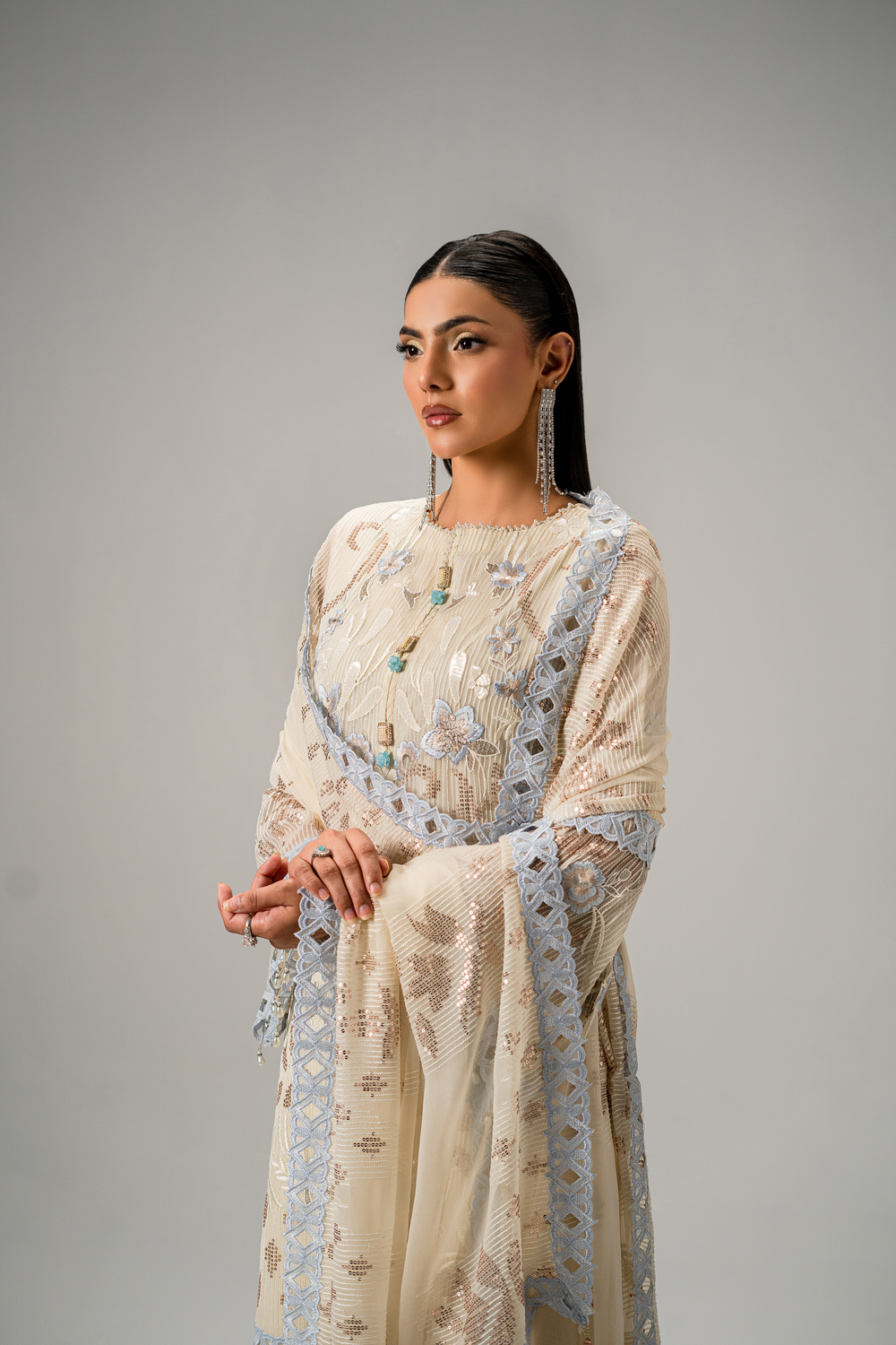 Zebtan Women Unstitched Embroidered Chiffon 3 Piece Suit AR-01 Festive Collection