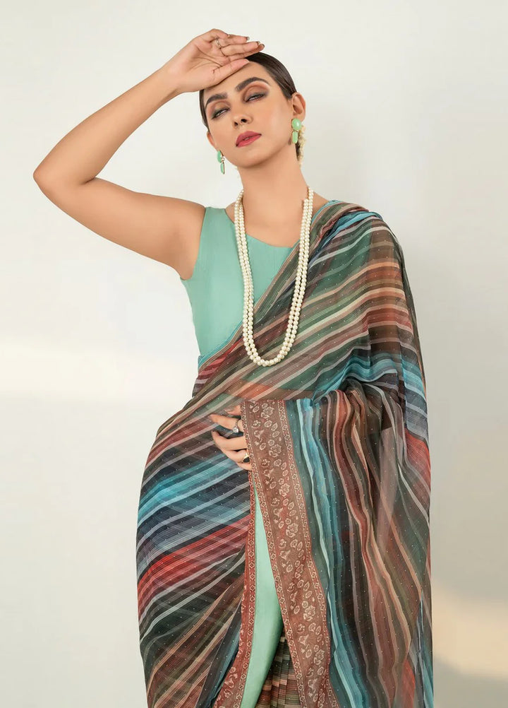 Imran Aftab RTW Printed Chiffon Saree Suit IASC 09 - Festive Collection