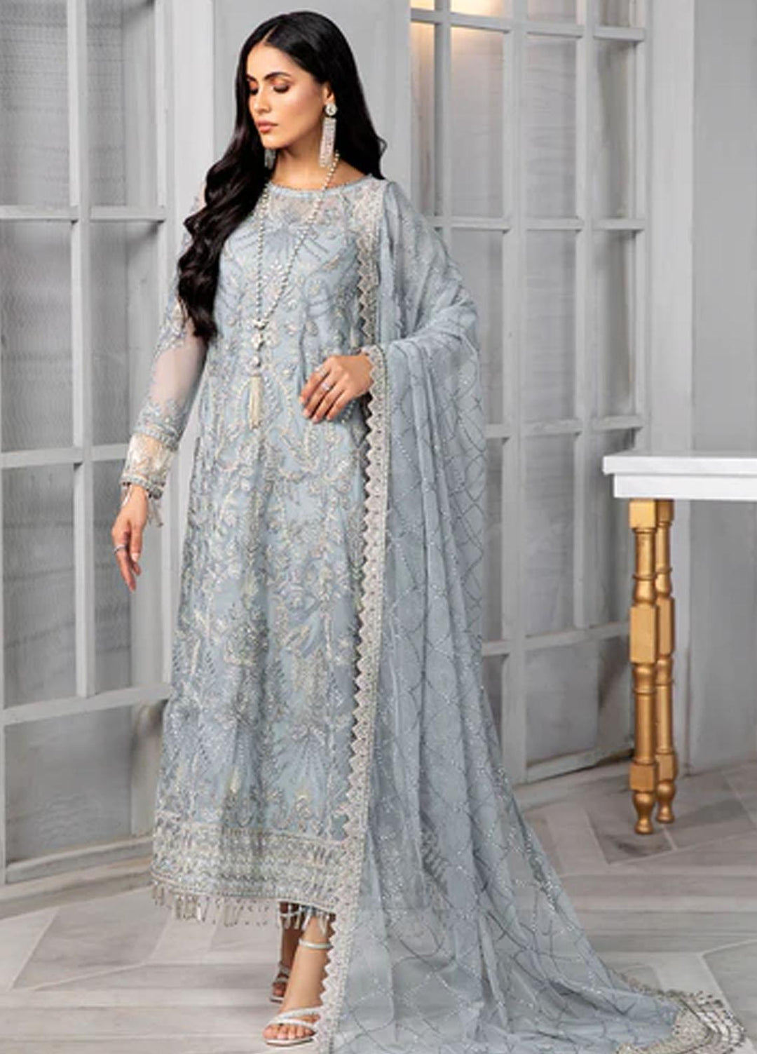 Bahaar by Zarif Embroidered  Suits Unstitched 3 Piece ZB 05 SKYLER - Luxury Collection
