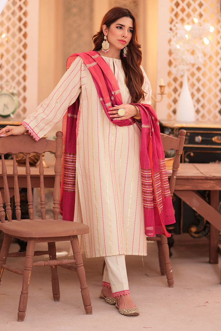 Senorita Women RTW Women Solids Fawn and pink Casual 3 Piece Suit Cotton Dobby LBD-02341 - Winter Collection