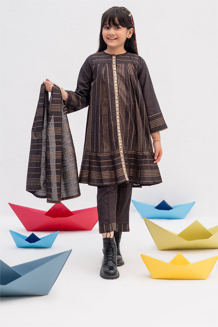 Senorita Kids RTW Black and Golden Casual 3 Piece Suit Karandi  KAD-02442 - Winter Collection