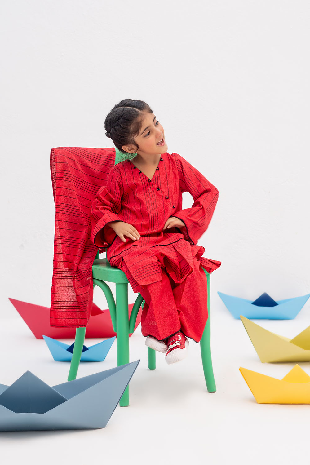 Senorita Kids RTW Red and Black Casual 3 Piece Suit Karandi  KAD-02438 - Winter Collection