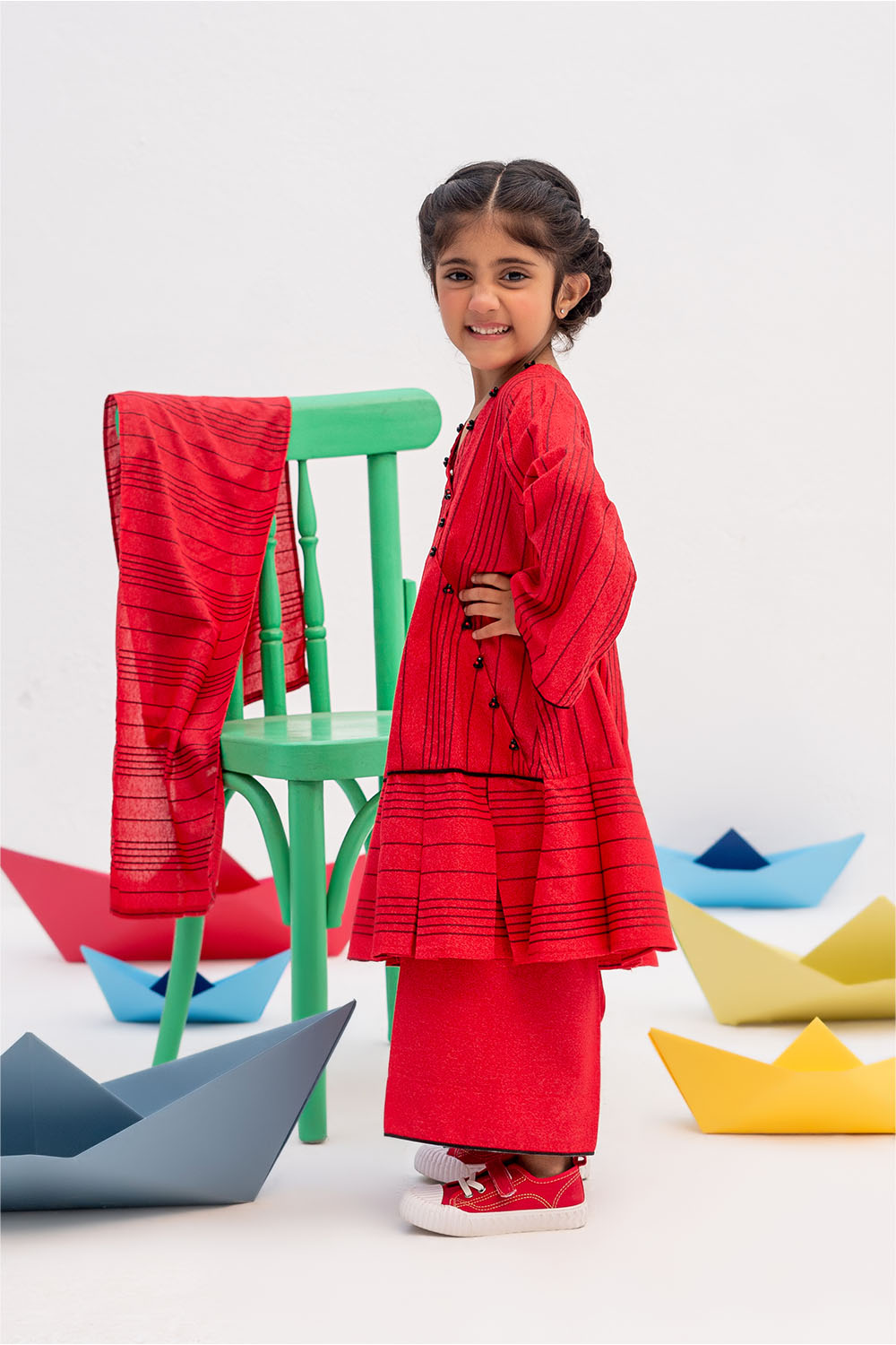 Senorita Kids RTW Red and Black Casual 3 Piece Suit Karandi  KAD-02438 - Winter Collection