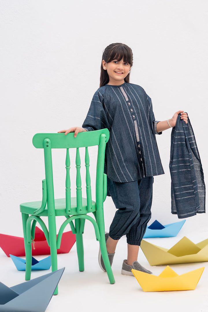 Senorita Kids RTW Tarquise Blue Casual 3 Piece Suit Karandi  KAD-02443 - WInter Collection