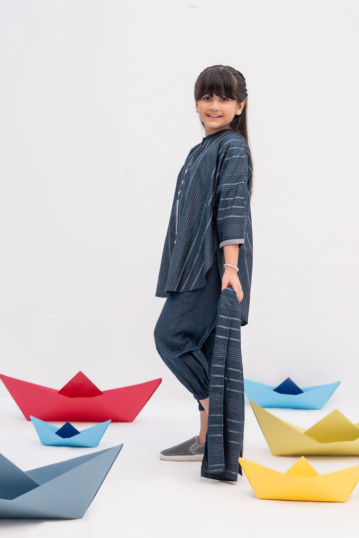 Senorita Kids RTW Tarquise Blue Casual 3 Piece Suit Karandi  KAD-02443 - WInter Collection