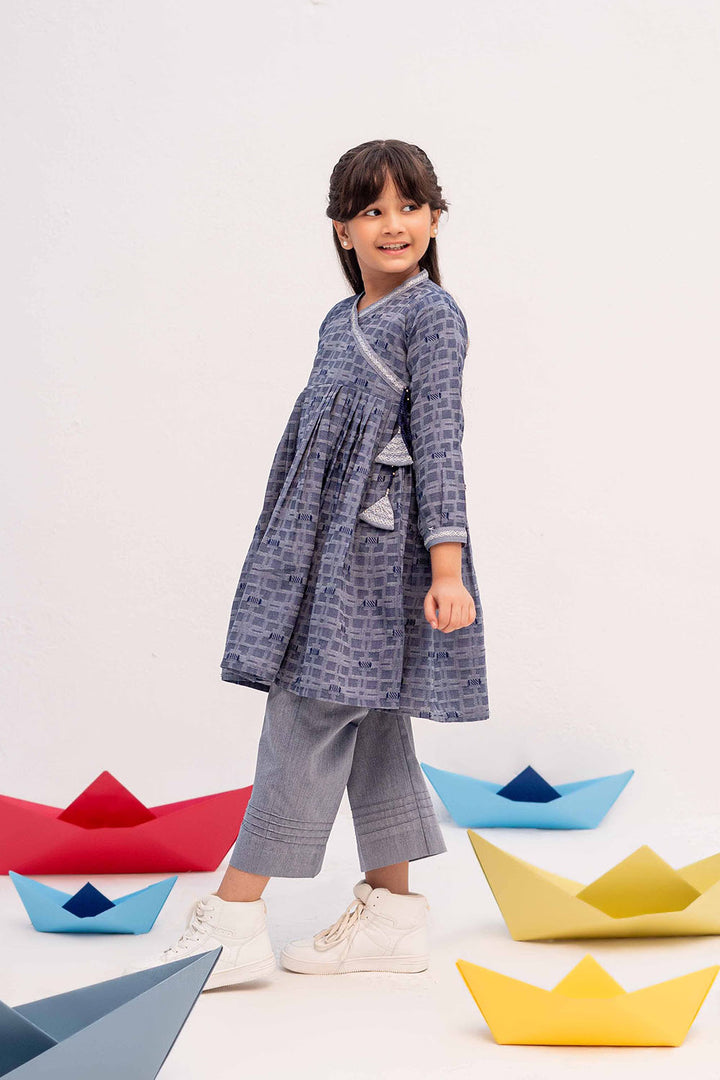 Senorita Kids RTW Blue Casual 2 Piece Suit Denim Jacquard KAC-02458 - Winter Collection