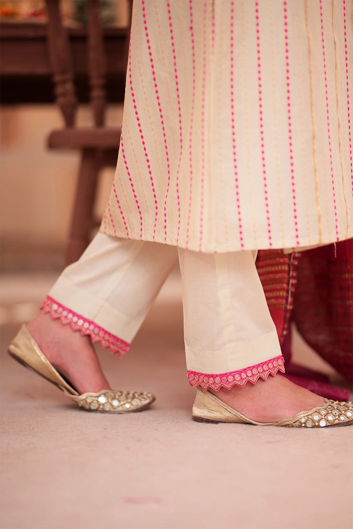 Senorita Women RTW Women Solids Fawn and pink Casual 3 Piece Suit Cotton Dobby LBD-02341 - Winter Collection