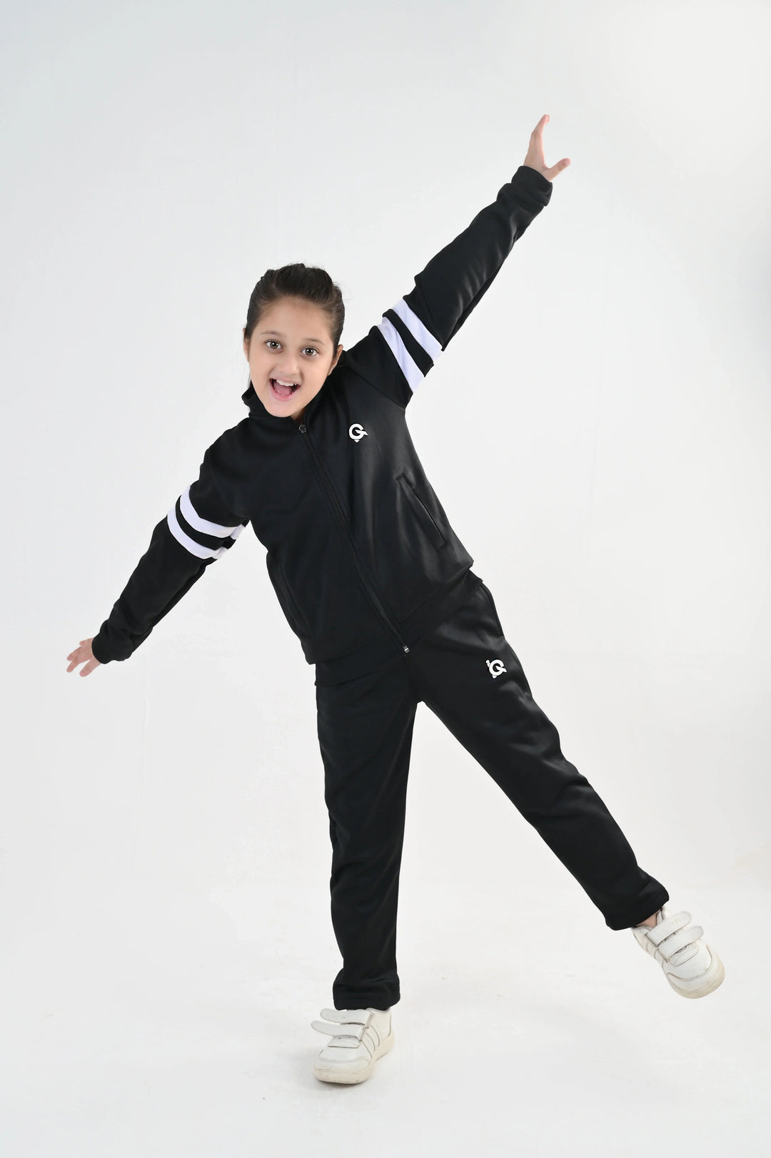 IQ Exclusive Kids Track Suit Fleece 2 PieceContrast Band Zipper Tracksuit-Unisex Kids - Winter Collection